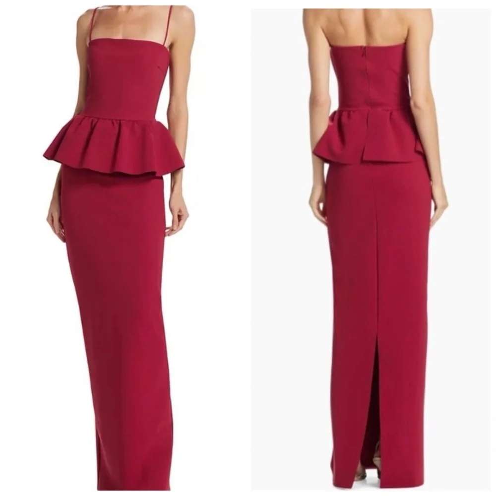 Chiara Boni La Petite Robe Panthea Strapless Peplum Gown 14
